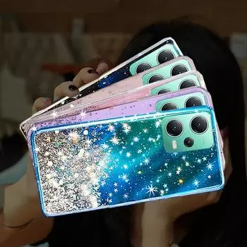 Чехол для телефона Xiaomi Redmi Note 12 Pro 12C 11A Bling Diamond Star Glitter, мягкие силиконовые чехлы для телефонов для Xiaomi Poco X4 X5 Pro 5G, прозрачная задняя крышка For Xiaomi Poco X4 Pro 5G чёрный