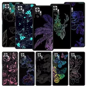 Чехол для телефона Xiaomi Redmi Note 12 10 11 9 8 Pro Plus 9S 7 8T 9T 9A 8A 9C K40 игровой мягкий чехол цветок дракона трава линии искусства Redmi Note 12 5G