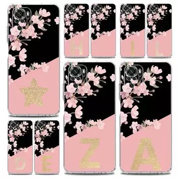 Чехол для телефона Xiaomi Redmi Note 13 12 5G 9S 9 8 10 11 Pro Plus 4G 9T 13C 12C10C 9C 9A 7 прозрачный чехол золотистый буквенный цветок Redmi Note 11