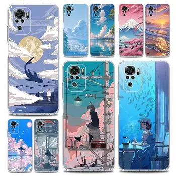 Чехол для телефона Xiaomi Redmi Note 13 12 5G 9S 9 8 10 11 Pro Plus 4G 9T 13C 12C10C 9C 9A 7 прозрачный чехол Funda de verano Sky para Redmi 9C