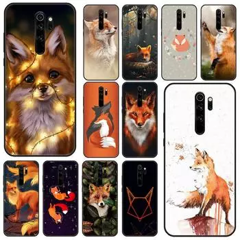 Чехол для телефона Xiaomi Redmi Note 8 8T 10 9 9S 7 6 Pro xiaomi 9 9A 8 8A 7 6, черный чехол Hoesjes Art Etui с милым животным лисы Redmi Note 8 Pro