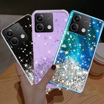 Чехол для телефона Xiaomi Redmi Redmi Note 13, модные блестящие мягкие чехлы для телефонов с блестками для Xiaomi Note 13 Pro Plus 4G 5G, противоударный прозрачный чехол For Redmi Note 13Pro Plus чёрный
