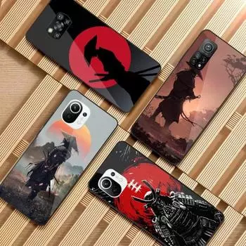 Чехол для телефона «Японский самурай» для Xiaomi 12 11T 10 9 Redmi Note 11 10 10S Pro Redmi 9 9A 8, черный стеклянный чехол для телефона из поликарбоната Xiaomi 12-12X