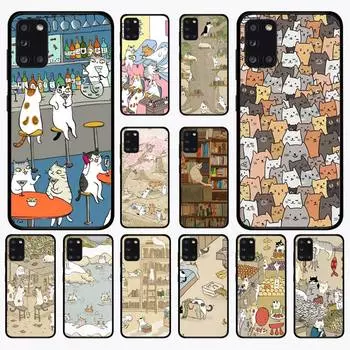Чехол для телефона Yinuoda с японским котом и рисунком напитка для Samsung A 51 30s 71 21s 10 70 31 52 12 30 40 32 11 20e 20s 01 02s 72 Samsung A70