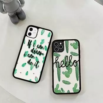 Чехол для телефона YNDFCNB Plant Cactus из силикона, чехол из ПК+ТПУ для iPhone 11 12 13 Pro Max 8 7 6 Plus X SE XR, жесткие чехлы 6plus or 6s plus