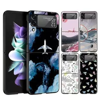 Чехол для телефона Z Flip 4 для Samsung Galaxy Z Flip 3 5G ZFlip3 Flip3 zflip Flip4, черный жесткий чехол для ПК, чехол для самолета с картой мира, дорожный чехол Galaxy Z Flip4