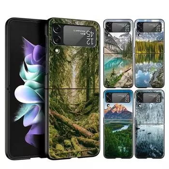 Чехол для телефона Z Flip 4 для Samsung Galaxy Z Flip 3 5G ZFlip3 Flip3 zflip Flip4 черный твердый чехол лес пляж восход природа ракушка Z Flip3 5G