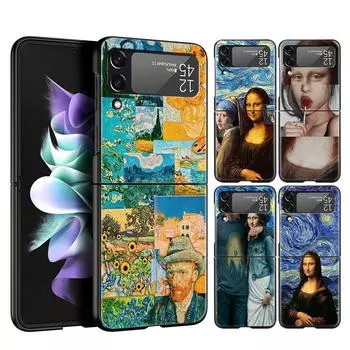 Чехол для телефона Z Flip 4 для Samsung Galaxy Z Flip 3 5G ZFlip3 Flip3 zflip Flip4 Твердый чехол Мона Лиза Ван Гог Картина маслом Арт-ракушка Z Flip3 5G