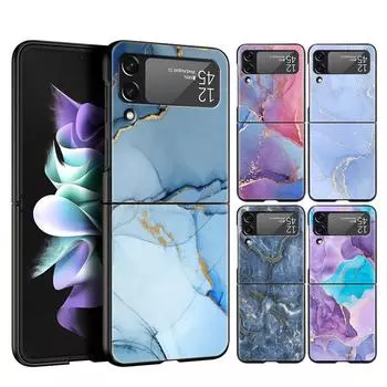 Чехол для телефона Z Flip 4 для Samsung Galaxy Z Flip 3 5G ZFlip3 Flip3 zflip Flip4, черный твердый чехол с мраморными чернилами, складной чехол Galaxy Z Flip