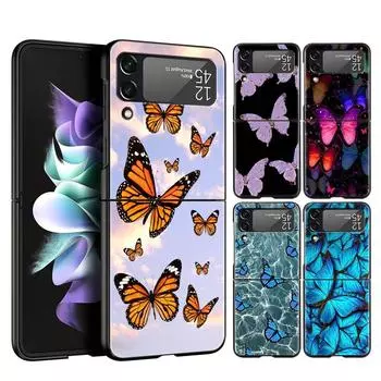 Чехол для телефона Z Flip 4 для Samsung Galaxy Z Flip 3 5G ZFlip3 Flip3 zflip Flip4, черный жесткий чехол для ПК, складной чехол в виде бабочки Galaxy Z Flip 5G