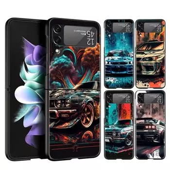 Чехол для телефона Z Flip 4 для Samsung Galaxy Z Flip 3 5G ZFlip3 Flip3 zflip Flip4 черный жесткий чехол для ПК спортивный автомобиль JDM Tokyo drift Shell Galaxy Z Flip 5G