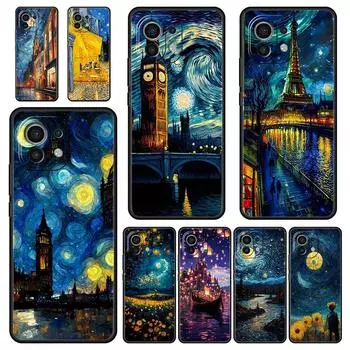Чехол для телефона «Звездная ночь Ван Гог» для Xiaomi 14 13 12 11 Lite 13T 12T 11T Pro 9T Mi Poco X6 X5 M3 X3 Pro F5 F4 F3 5G, черный чехол Xiaomi 13 Lite