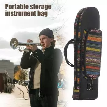 Чехол для трубы, плотная ткань Оксфорд, мягкий чехол, двойные молнии, регулируемый плечевой ремень, водонепроницаемая сумка для музыкальных инструментов чёрный