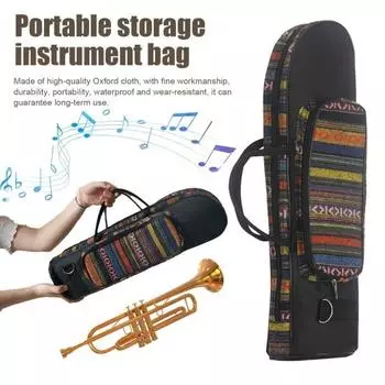 Чехол для трубы, плотная ткань Оксфорд, мягкий чехол, двойные молнии, регулируемый плечевой ремень, водонепроницаемая сумка для музыкальных инструментов чёрный