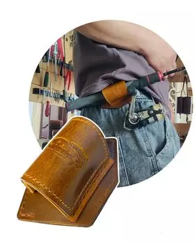 Чехол для удочки из натуральной удочки для нахлыста, минималистский, сверхлегкий и компактный, размер ремня, кожа, кобура, дизайн, коричневый