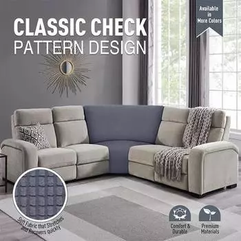 Чехол для углового дивана Эластичный чехол для углового дивана Защитный чехол для мебели в гостиной Г-образный чехол для дивана Дополнительное сиденье