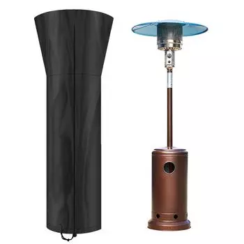 Чехол для уличного обогревателя 7,4 фута с застежкой-молнией и шнурком, пыленепроницаемый, водонепроницаемый, устойчивый к ультрафиолетовому излучению S чёрный