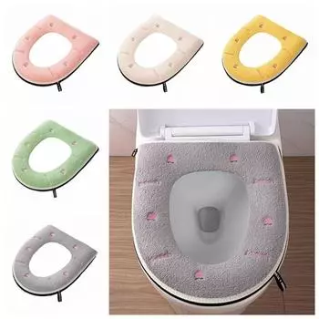Чехол для унитаза в ванной комнате на молнии, универсальный плюшевый чехол для унитаза, теплый, мягкий, толстый, зимний чехол для унитаза розовый