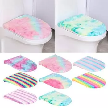 Чехол для унитаза Yousheng, мягкий, плюшевый, цветной, для ванной комнаты, подушка для сиденья унитаза, нескользящая, универсальная, бархатная, для унитаза