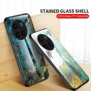 Чехол для Vivo V21 e 4G Y73 Y21 Y21S Y21T Y33S Y33T T1x X70 X80 X90 Pro + Y15s Y15A Y01, чехол из закаленного мраморного стекла, задняя крышка For Vivo V21e