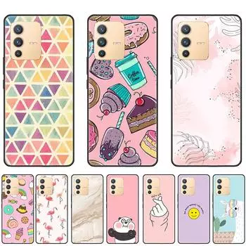 Чехол для Vivo V23 5G Черный Силиконовый Чехол на VivoV23 Бампер Роскошный Ультратонкий Полная защита Ударопрочный V23-Style 1