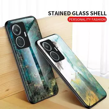 Чехол для Vivo V23e V23 V25 V25e T1 Pro Y75 Y77 Y30 Y02s Y55 Y35 Y22 Y22S 4G 5G, чехол из мраморного закаленного стекла, задняя крышка For Vivo V23 5G