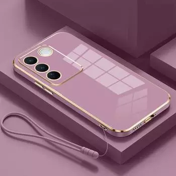 Чехол для vivo V27e vivo V27 Pro, чехол для телефона Vivo X27, чехол V2230 V2231 V2246 V2237, роскошный противоударный чехол с квадратным покрытием For vivo V27&Case & Strap снег белый