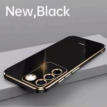 Чехол для VIVO V27e, защитный гальванический противоударный чехол для VIVO V27e V 27e, силиконовый чехол из ТПУ, мягкая задняя крышка VIVO V27e чёрный