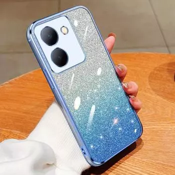 Чехол для Vivo V30e 5G Y03 Y18 Y18s, мягкий силиконовый чехол с кромкой, блестящий чехол из ТПУ для телефона, задняя крышка For Vivo V30e 5G фиолетовый