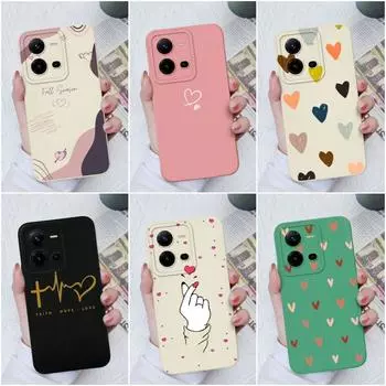 Чехол для Vivo V9 V19 V20 V21 V23 V25 V27 Pro Z1 Z3 Z5X Модный противоударный защитный чехол для камеры Матовый мягкий жидкий силикон Love Heart для бампера Vivo Vivo V19