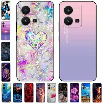 Чехол для Vivo X80 Lite 5G 2022, мягкий черный чехол с силиконовой росписью для vivo X80 Lite, защитный чехол из ТПУ, защитные чехлы X80Lite For Vivo X80 Lite