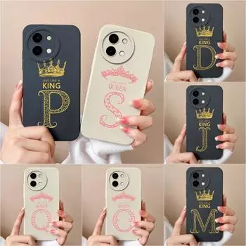 Чехол для Vivo Y03 T3x Y28 Y38 Y200i T3 XY 200i Pretty Queen Crown Letters Защита линз Матовый мягкий жидкий силиконовый роскошный корпус для телефона Vivo Y03