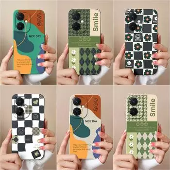 Чехол для Vivo Y17S V29 Lite Y78+ X90 Y36 Pro Y27 Корпус необычный клетчатый узор Защитный противоударный бампер Роскошный жидкий силиконовый чехол для Vivo Case Vivo Y36 5G