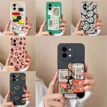 Чехол для Vivo Y200i T3x Y38 Y03 Y28 5G Y 28 4G Shell Fashion Labels Cases Matte Soft Silicone High Quality Super Противоударный Роскошный Корпус Capas Vivo Y03