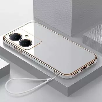 Чехол для vivo Y27 vivo Y35 + чехол для телефона VIVO Y78 Y78 Plus V29 lite, чехол VIVO V2249, роскошный противоударный чехол с квадратным покрытием For vivo Y27&Case & Strap снег белый