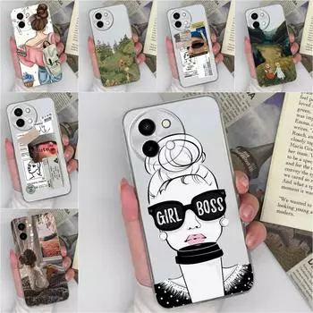 Чехол для Vivo Y28 4G Y200e Y100 (ИДН) Чехол для V30e V40 Lite Y38, модный, симпатичный, классный, для девочек и мальчиков, прозрачный, мягкий, силиконовый, TPU, противоударный, для телефонов, сумки, бамперы Vivo Y38 5G