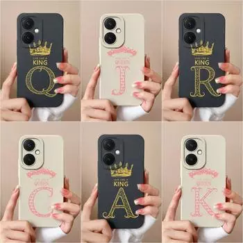 Чехол для Vivo Y36 Pro V29 Lite Y17S Y78 + X90 Y27 Чехлы-бамперы Модные короны с буквами AZ Защита камеры Мягкие силиконовые чехлы для телефонов Корпус для Vivo Vivo Y36 5G
