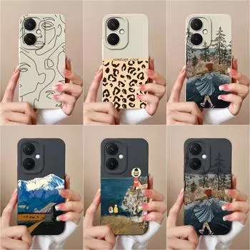 Чехол для Vivo Y78 + V29 Lite Y36 X90 Pro Y27 Y17S Корпус Необычный черный, белый цвет Супер противоударные сумки для телефонов Роскошный жидкий силиконовый бампер для чехла Vivo Vivo Y36 5G