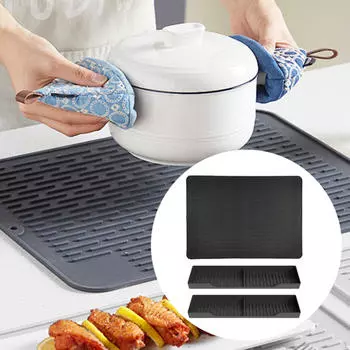 Чехол для варочной поверхности, электрический коврик для плиты, нескользящий, складной, быстросохнущий, силиконовый, для сушки посуды, плита чёрный