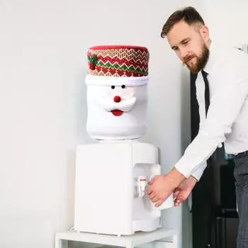 Чехол для ведра с диспенсером для воды, рождественский чехол для кувшина для воды объемом 5 галлонов, высокоэластичный многоразовый чехол для бутылки с водой, пылезащитный чехол для рождественского домашнего декора Snowman