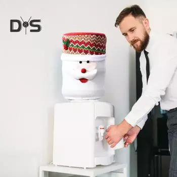 Чехол для ведра с диспенсером для воды, рождественский чехол для кувшина для воды объемом 5 галлонов, высокоэластичный многоразовый чехол для бутылки с водой, пылезащитный чехол для рождественского домашнего декора Snowman