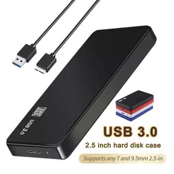 Чехол для внешнего жесткого диска Чехол для жесткого диска Корпус HDD SSD 2,5-дюймовый Sata USB 3.0 2.0 Портативный жесткий диск 5 Гбит/с для ПК, ноутбука, смартфона чёрный
