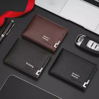 Чехол для водительского удостоверения из натуральной кожи для мужчин и женщин – стильный, креативный держатель документов «два в одном» чёрный