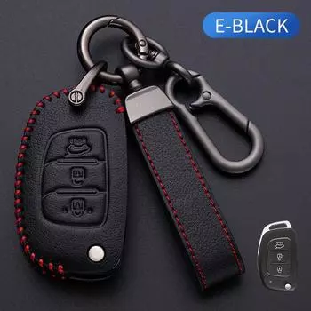 Чехол для выкидного ключа автомобиля с тремя кнопками для Hyundai Solaris Creta Ix25 Kona Tucson Sonata FE I40 Elantra Ix35 I20 Ix45 HB20 Accent E Style коричневый