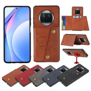 Чехол для Xiaomi 11 11T 11i с держателем для карт премиум-класса, подставка из искусственной кожи с двойной магнитной застежкой, противоударный чехол для Redmi Note 7 8 8T 9 10 Redmi 9A Redmi K30S чёрный