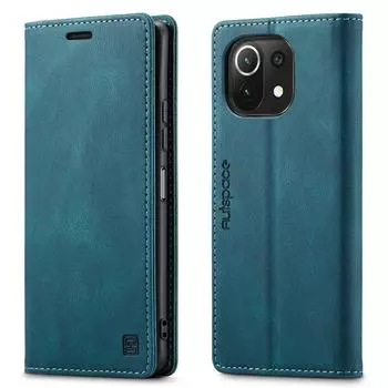 Чехол для Xiaomi 11 Lite, кожаный кошелек, магнитная откидная крышка для Xiaomi Mi 11, чехол для телефона Mi11 Lite, держатель для карт, роскошный чехол Xiaomi 11 чёрный