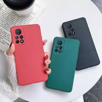 Для Xiaomi 13T 12T 11T Poco X7 X6 чехол Redmi 13C Note 14 Pro 13 12 11 однотонный цветной силиконовый мягкий чехол Xiaomi Poco X3 NFC чёрный