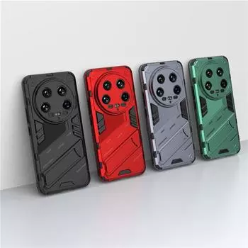 Чехол для Xiaomi 14 Ultra Чехол для Xiaomi 14 Ultra 5G 6,73 дюйма Панк-броня Ударопрочный Жесткий Резиновый Кронштейн Защитный Бампер For Xiaomi 14 Ultra чёрный