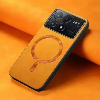 Чехол для Xiaomi 14T Pro 14 T 13T Роскошный кожаный чехол для беспроводной магнитной зарядки Magsafe Противоударный чехол для Mi14TPro Poco X6 Pro F6 M6 5G C65 Poco X6 5G чёрный