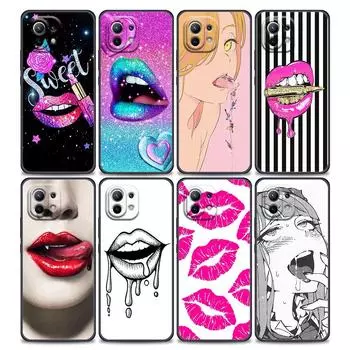 Чехол для Xiaomi Mi 11 Lite 5G NE 11i 11X 11T 12 Pro Poco F1 F3 X3 GT X4 NFC Pro Силиконовый чехол Sexy Lady Red Lips помада для девочек Mi 11